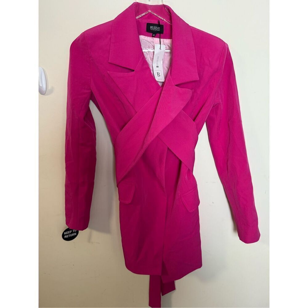 Bluzat Deconstructed Blazer With Lapels - Neon Pink XS NWT